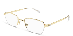 Shop MONTBLANC Half-Rim Rectangle Eyeglasses in Gold online.
