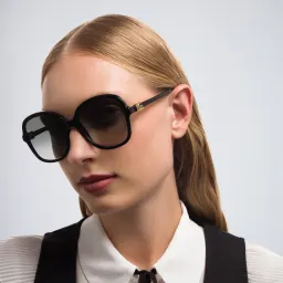 Shop GUCCI Oversized Square Sunglasses in Black online.