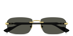 Shop GUCCI Web Rimless Rectangle Sunglasses in Gold online.