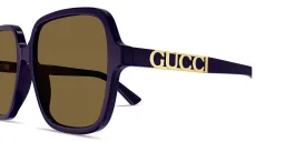 Shop GUCCI Lettering Oversized Square Sunglasses in Purple online.