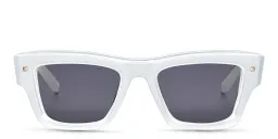 Shop VALENTINO Unisex Square Sunglasses in White online.