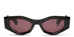Shop VALENTINO V-Tre Irregular Sunglasses in Black online.