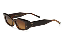 Shop VALENTINO Rectangle Sunglasses in Brown online.
