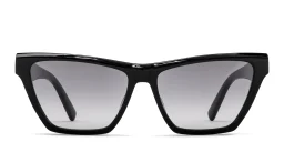 Shop SAINT LAURENT YSL Logo Cat-Eye Sunglasses in Black online.