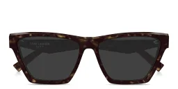 Shop SAINT LAURENT YSL Logo Cat-Eye Sunglasses in Havana online.
