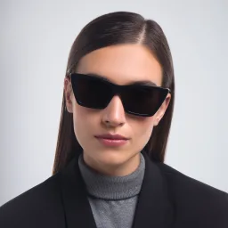 Shop SAINT LAURENT Cat-Eye Sunglasses in Black online.