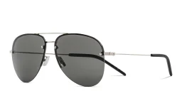 Shop SAINT LAURENT Unisex Half-Rim Aviator Sunglasses in Silver online.
