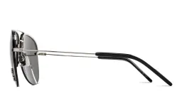 Shop SAINT LAURENT Unisex Half-Rim Aviator Sunglasses in Silver online.