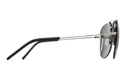 Shop SAINT LAURENT Unisex Half-Rim Aviator Sunglasses in Silver online.