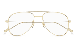 Shop SAINT LAURENT Classic 11 YSL Wide Aviator Eyeglasses in Gold online.