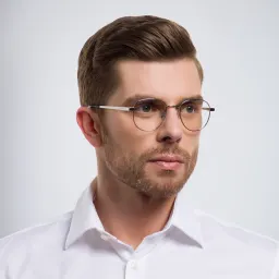 Shop SAINT LAURENT Unisex Round Eyeglasses in Silver online.