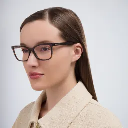 Shop SAINT LAURENT Wide Cat-Eye Eyeglasses in Havana online.