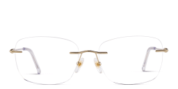 Shop EYE'M Rimless Wide Square Eyeglasses in Gold online.