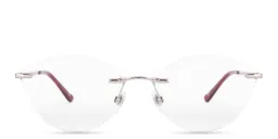 Shop EYE'M Rimless Wide Cat-Eye Eyeglasses in Silver online.