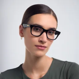 Shop BOTTEGA VENETA Unisex Rectangle Eyeglasses in Black online.