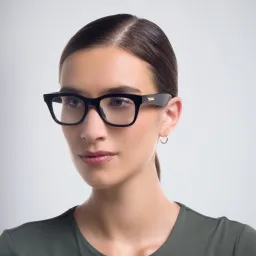 Shop BOTTEGA VENETA Unisex Rectangle Eyeglasses in Black online.