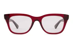 Shop BOTTEGA VENETA Unisex Rectangle Eyeglasses in Red online.