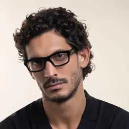 Shop BOTTEGA VENETA Rectangle Eyeglasses in Black online.
