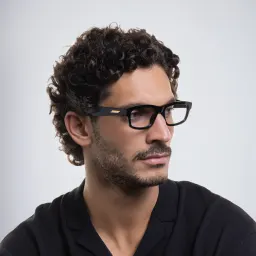 Shop BOTTEGA VENETA Rectangle Eyeglasses in Black online.