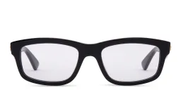 Shop BOTTEGA VENETA Rectangle Eyeglasses in Black online.