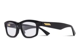 Shop BOTTEGA VENETA Rectangle Eyeglasses in Black online.