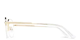 Shop BOTTEGA VENETA Half-Rim Irregular Eyeglasses in Gold online.
