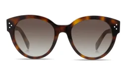 Shop CELINE CELINE 3 Dots Round Sunglasses in Havana online.