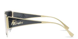 Shop FENDI Logo Signature Wide Mask Sunglasses in Gold online.