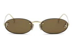 Shop FENDI First Crystal Rimless Oval Sunglasses in Gold online.