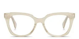 Shop CELINE Thin 2 Dots Square Eyeglasses in Shiny Beige online.