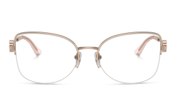 Shop BVLGARI Half-Rim Cat-Eye Eyeglasses in Pink Gold online.
