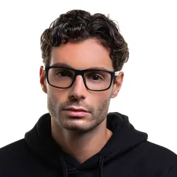 Shop Emporio Armani Wide Square Eyeglasses in Matte Black online.