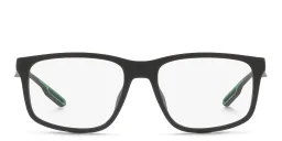 Shop Emporio Armani Wide Square Eyeglasses in Matte Black online.
