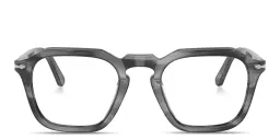Shop PERSOL Unisex Square Eyeglasses in Striped Grey online.