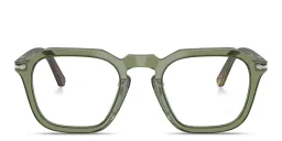 Shop PERSOL Unisex Square Eyeglasses in Transparent Green online.
