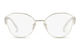 Shop PRADA Irregular Eyeglasses in Pale Gold online.