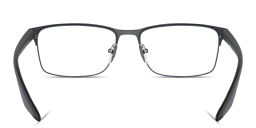 Shop Prada Linea Rossa Logo Signature Wide Rectangle Eyeglasses in Rubber Blue online.