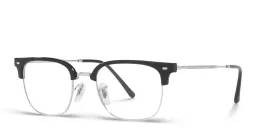 Shop Ray-Ban New Clubmaster Unisex Square Eyeglasses in Black On Silver online.
