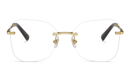 Shop TIFFANY Logo Rimless Wide Irregular Eyeglasses in Gold online.