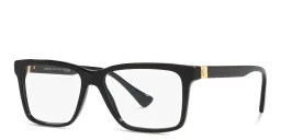 Shop VERSACE Medusa Wide Rectangle Eyeglasses in Black online.