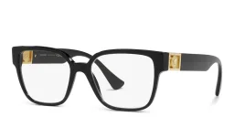 Shop VERSACE Medusa Square Eyeglasses in Black online.