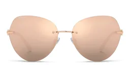 Shop BVLGARI Rimless Pilot Sunglasses in Pink Gold online.