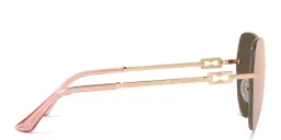 Shop BVLGARI Rimless Pilot Sunglasses in Pink Gold online.