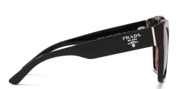 Shop PRADA Logo Square Sunglasses in Black online.