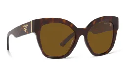 Shop PRADA Logo Square Sunglasses in Tortoise online.