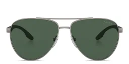 Shop Prada Linea Rossa Aviator Sunglasses in Silver online.