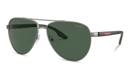 Shop Prada Linea Rossa Aviator Sunglasses in Silver online.