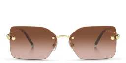 Shop TIFFANY Tiffany HardWear Rimless Rectangle Sunglasses in Pale Gold online.