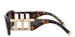 Shop TIFFANY T Motif Unisex Rectangle Sunglasses in Havana online.
