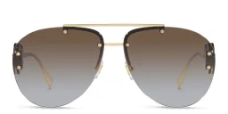Shop VERSACE Double Medusa rimless Pilot sunglasses in Gold online.